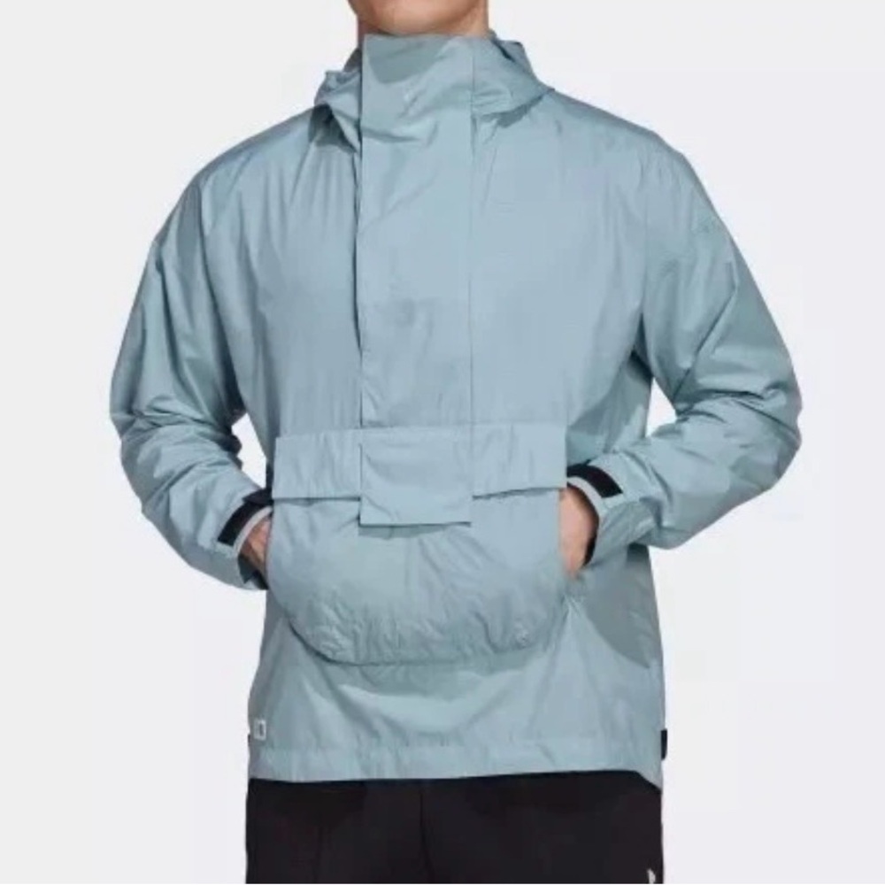 adidas Pale Blue Hooded Performance Pullover - Picture 6 of 6